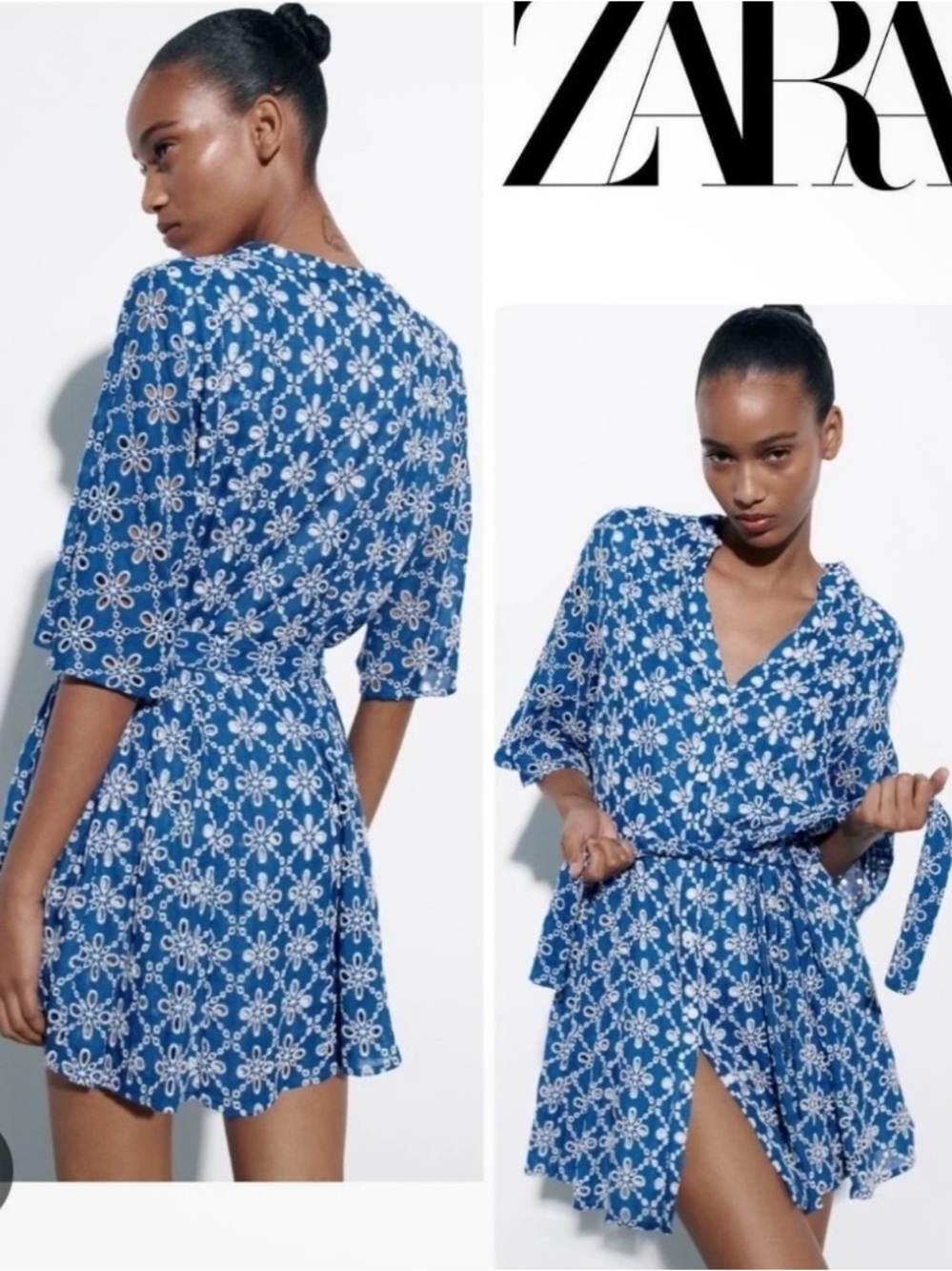 Zara Dress MD Short Cutwork Embroidered Flare Flirty Lined - Picture 5 of 12